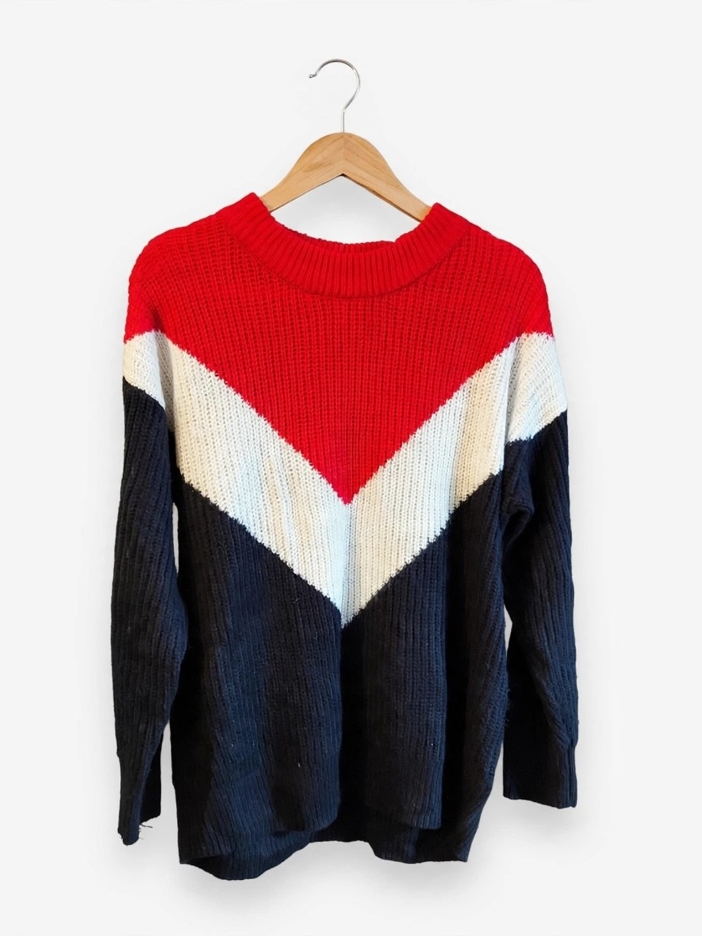 H&M Colorblock Chevron Knit Sweater - Red, White & Navy